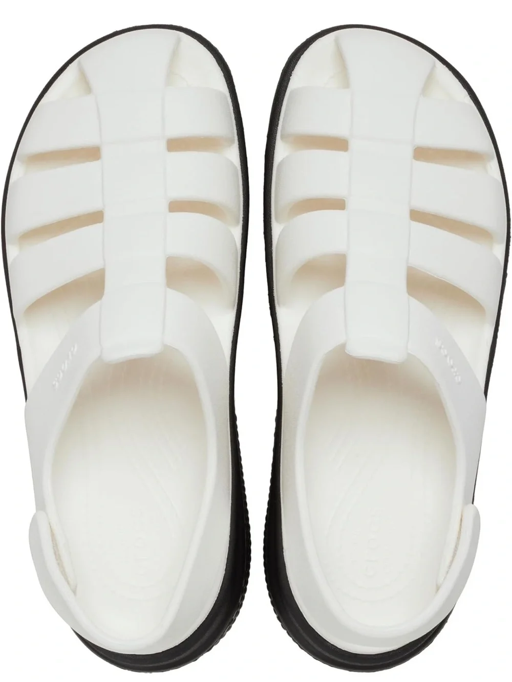 CROCS White and Black Classic Platform Fisherman Sandals